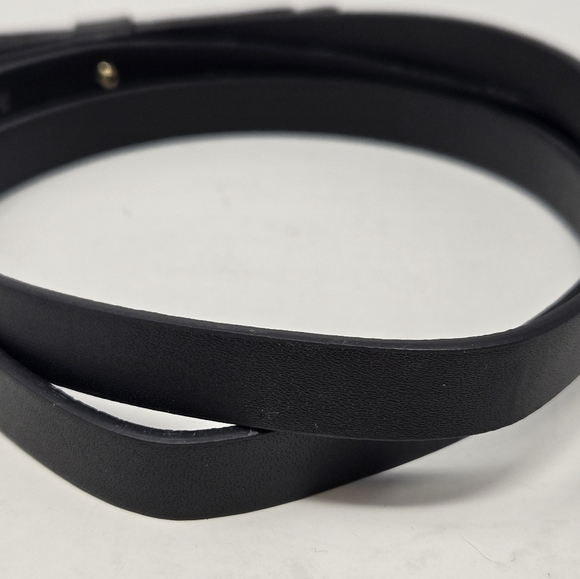 H&M BLACK SKINNY FAUX LEATHET BOW FRONT BELT ONE PRONG CLOSURE WOMEN OS - Picture 4 of 12